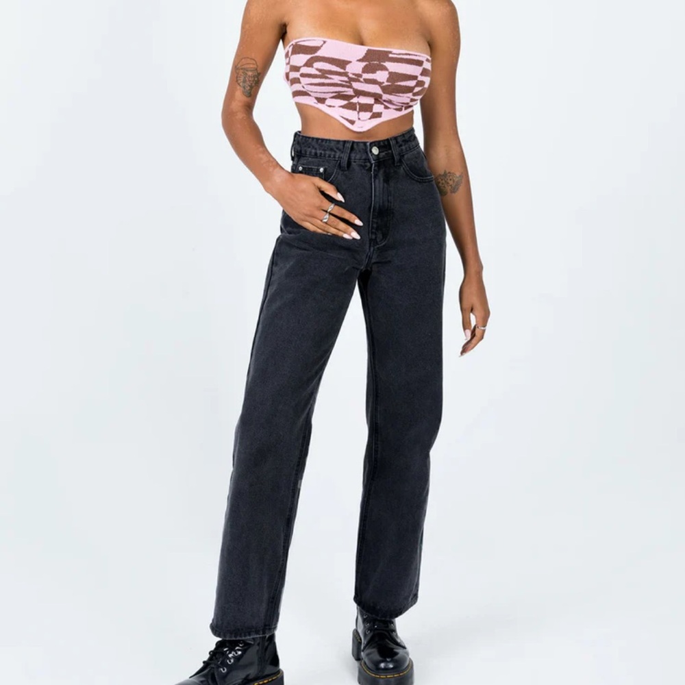 NWT Princess Polly Y2K Henley Wide Leg Jeans in Black